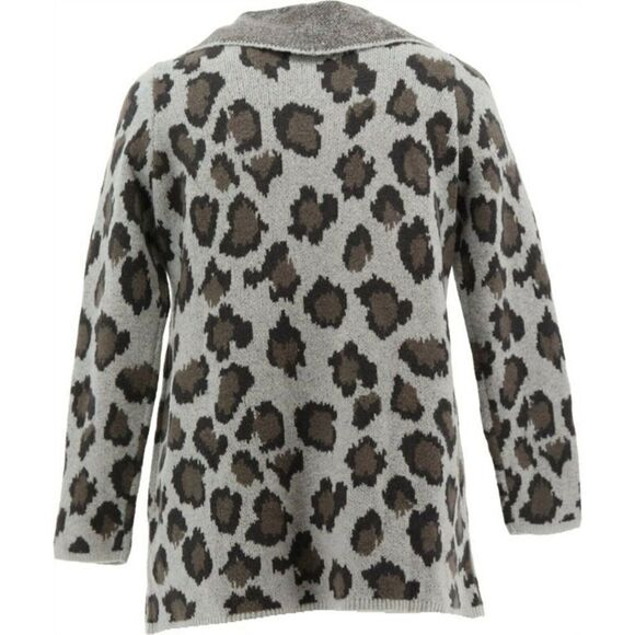 Denim & Co. Jacquard Long-Sleeve Open-Front Cardigan - Picture 4 of 5